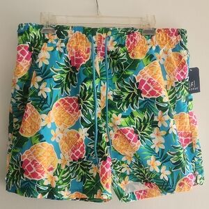 Tropical Pineapple Print Men's Swim Trunks